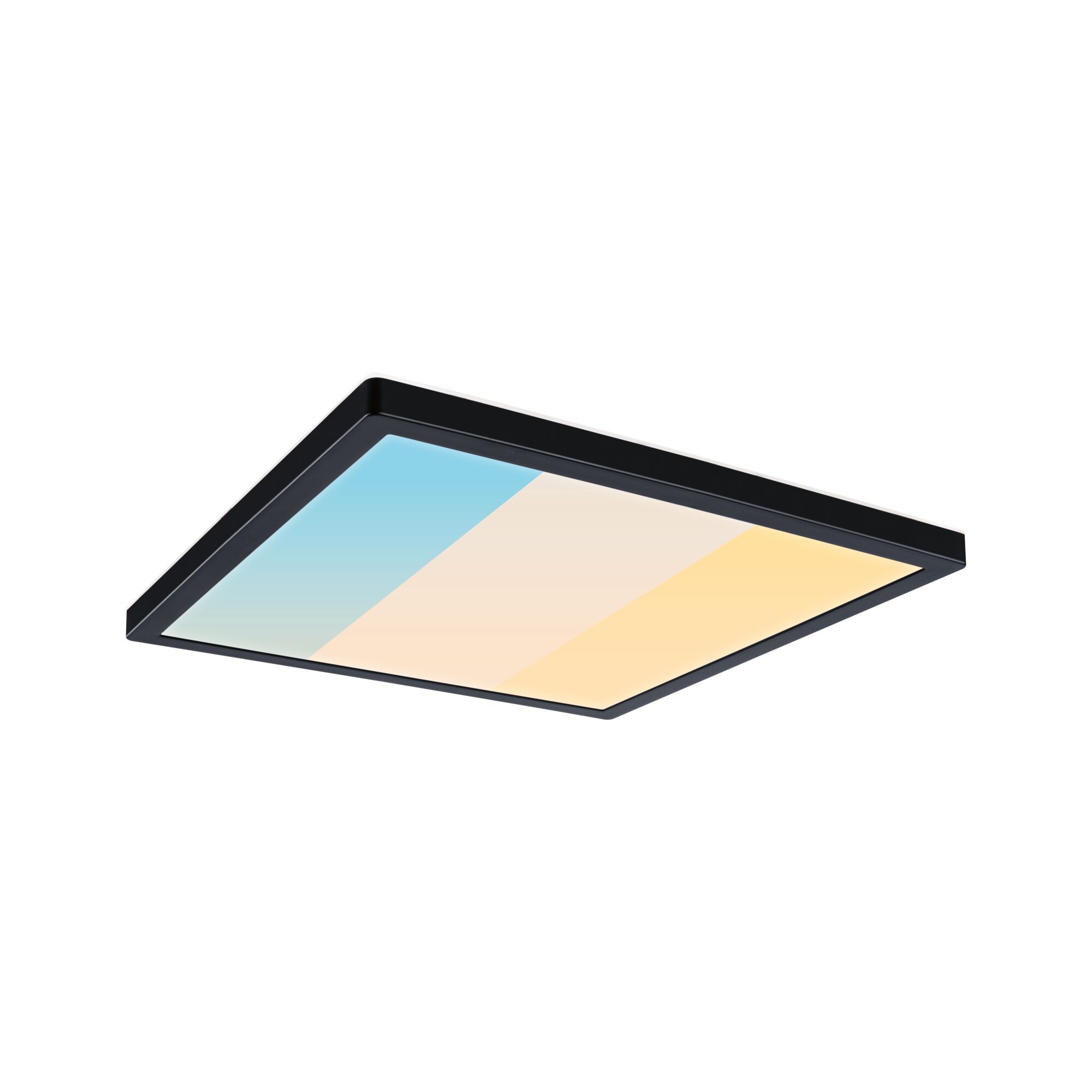 Panneau LED Atria Shine White Select IP44 carré 298x298mm 15,7W 2100lm 3000 - 6500K Noir Plafonnier LED rectangulaire avec cadre noir et dégradé de couleur réglable du bleu au blanc chaud