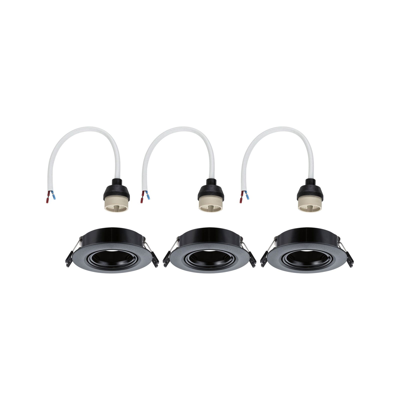 Inbouwlamp pak van 3 zwenkbaar rond 90mm 30° GU10 max. 3x10W 230V dimbaar Zwart