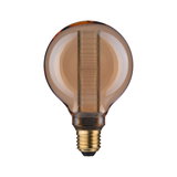 Runde LED-Glühbirne mit braunem Glas und goldfarbenem Sockel für energiesparende Beleuchtung