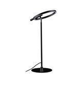 Modern black LED desk lamp with round light ring and metal base for stylish lighting