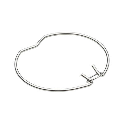 Round silver metal wire clip with locking mechanism for lamp mounting and fixture support