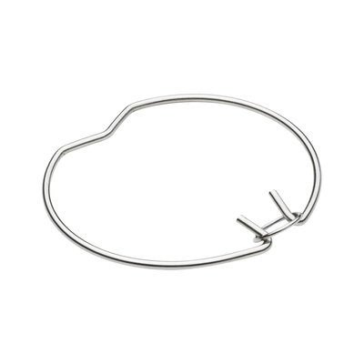 Round silver metal wire clip with locking mechanism for lamp mounting and fixture support