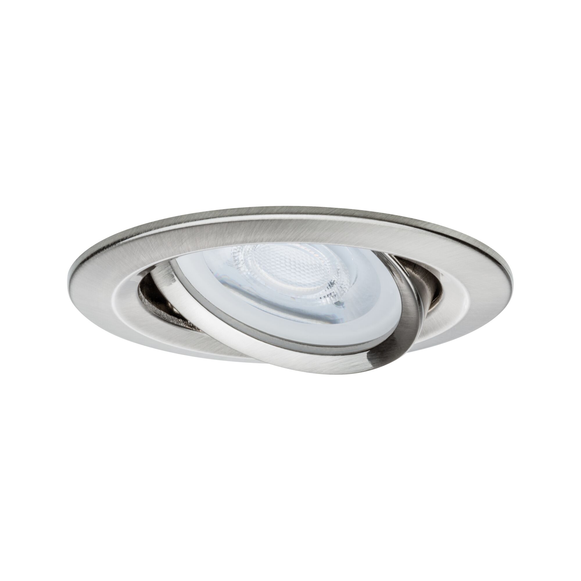 Round recessed spotlight in brushed stainless steel with adjustable LED for home lighting