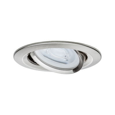 Round recessed spotlight in brushed stainless steel with adjustable LED for home lighting