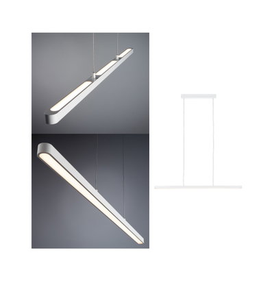 Moderne weiße LED-Pendelleuchte aus Aluminium mit warmweißem Licht für Wohnräume und Büros