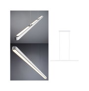 Modern white aluminium LED pendant light with warm white illumination for living spaces