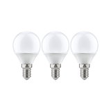 Trois ampoules LED blanches avec culot E14 en plastique et verre pour éclairage économique
