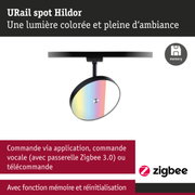 Spot URail Hildor LED avec lumière colorée et commande Zigbee 3.0 intégrée