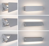 Moderne aluminium wandlamp in geborsteld zilver met verstelbare kap en LED-verlichting