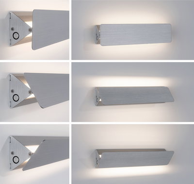 Moderne aluminium wandlamp in geborsteld zilver met verstelbare kap en LED-verlichting