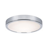 Plafonnier rond avec cadre en métal chromé et diffuseur blanc pour éclairage intérieur moderne