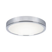 Runde Deckenleuchte mit chromfarbenem Metallrahmen und weißem Diffusor für modernes Raumlicht