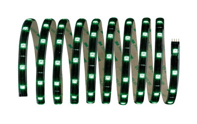 Bande LED flexible avec lumières vertes et dos adhésif pour solutions d'éclairage polyvalentes.