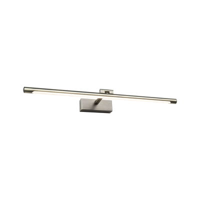 Slanke LED-wandlamp van geborsteld zilverkleurig metaal voor moderne binnenverlichting.