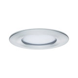 Round LED recessed light in brushed silver aluminum for modern interior lighting solutions