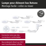 Ensemble de lampes LED sous meuble Batuno blanches avec télécommande, vis et transformateur pour montage facile