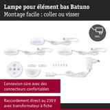 Lampe LED blanche Batuno pour élément bas avec télécommande, transformateur et accessoires de montage