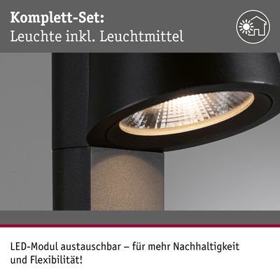 Schwarze LED-Außenleuchte mit austauschbarem Modul für nachhaltige und flexible Beleuchtung