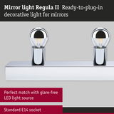 Mirror light Regula II chrome metal with two LED bulbs and standard E14 socket for mirrors