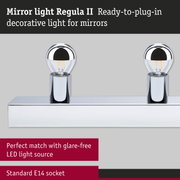 Mirror light Regula II chrome metal with two LED bulbs and standard E14 socket for mirrors