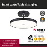 Black LED ceiling light with warm white dimmable light, Zigbee smart home compatible