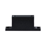 Black plastic mounting bracket with serrated insert and four screw holes for LED systems.