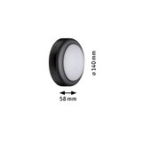 Ronde LED-plafondlamp met zwarte behuizing en witte diffuser, 140 mm diameter, 58 mm diepte