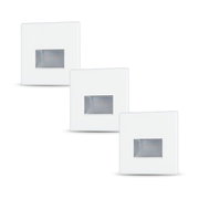 Drie witte vierkante LED-inbouwwandlampen met diffuus licht voor moderne binnenverlichting