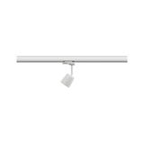 White metal LED spotlight on track system for flexible room lighting