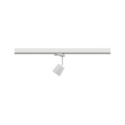 White metal LED spotlight on track system for flexible room lighting solutions