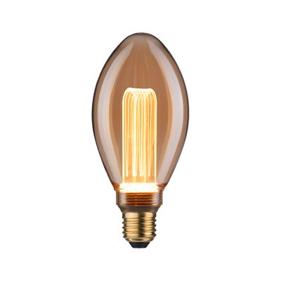 Vintage LED bulb with amber glass and decorative filament, E27 base for warm lighting