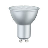 Silver LED reflector lamp with GU10 base made of aluminum for energy-efficient lighting