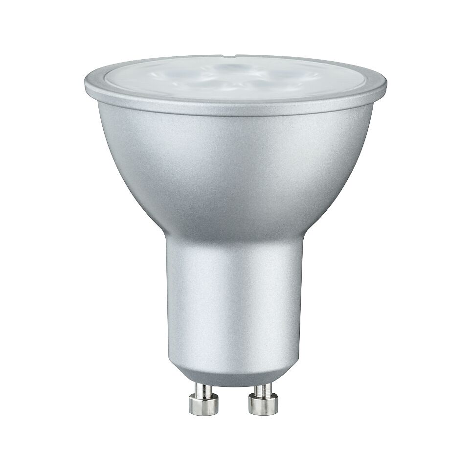 Standard 230V LED Reflektor GU10 1er-Set 425lm 6,5W 2700K Alu Silberne LED-Reflektorlampe mit GU10-Sockel aus Aluminium für energiesparende Beleuchtung