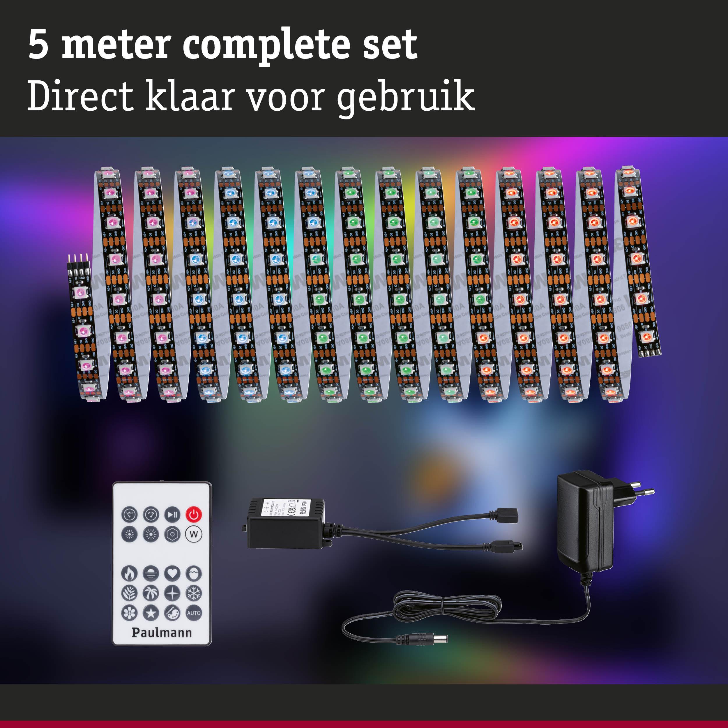 5 meter LED-strip compleet set met afstandsbediening en adapter voor eenvoudige verlichting