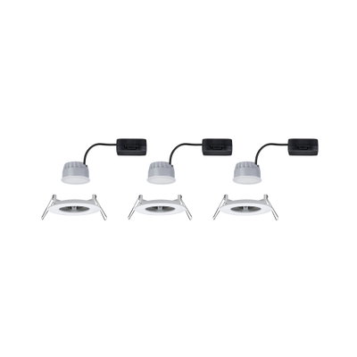 Trois spots encastrés LED blancs avec câble de connexion noir pour éclairage de plafond moderne