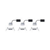 Trois spots encastrés LED blancs avec câble de connexion noir pour éclairage de plafond moderne
