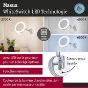 Applique murale LED Masua avec technologie WhiteSwitch finition chrome, couleur de lumière blanche réglable 2700K à 6500K