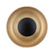Round gold metal ceiling light with black center for modern indoor lighting solutions