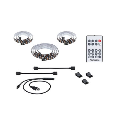 LED-Lichtband Set mit Fernbedienung, USB-Kabel und Clips, flexibles RGB-Band für individuelle Beleuchtung
