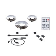 RGB LED strip light set with remote, USB cable and clips, flexible lighting for home decoration