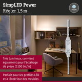 Variateur LED blanc 1,5 m pour profils LED et éclairage intérieur de meubles en lumière du jour