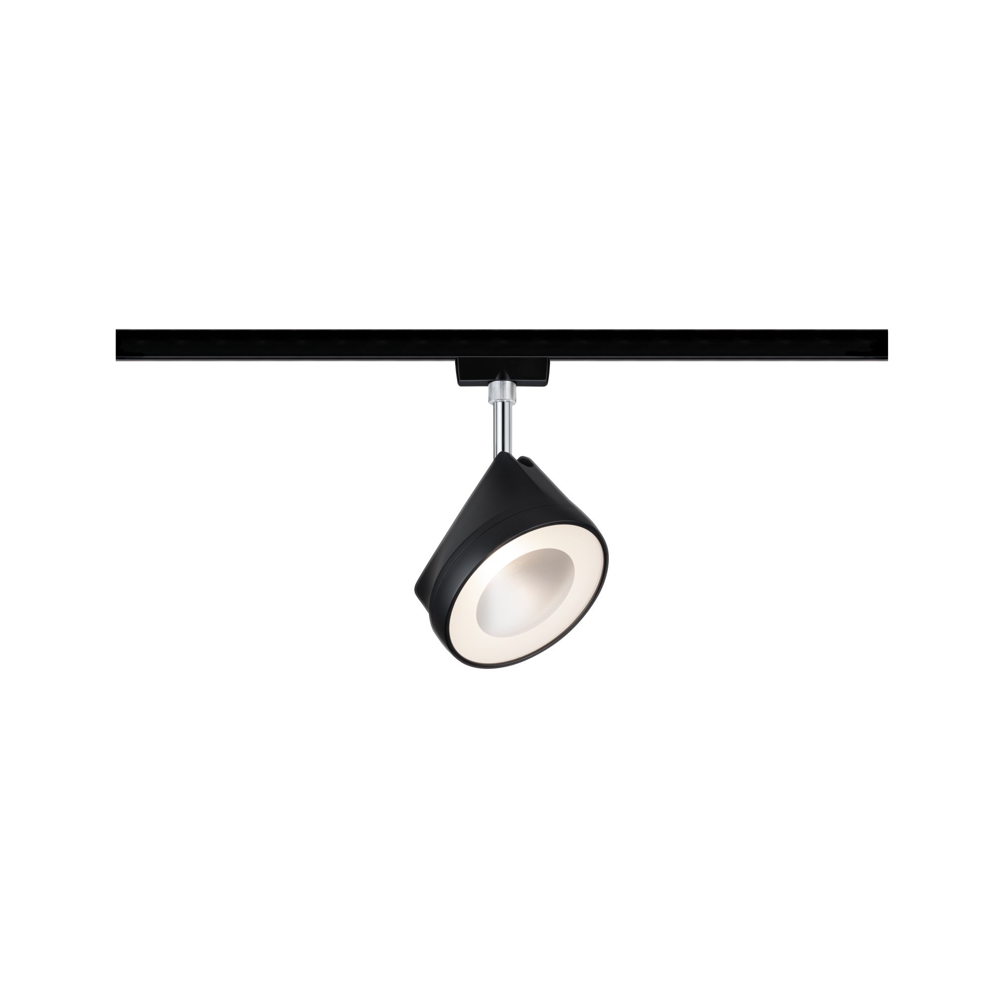 Schwarze LED-Spotleuchte mit verstellbarem Kopf und Metallstange für moderne Innenbeleuchtung