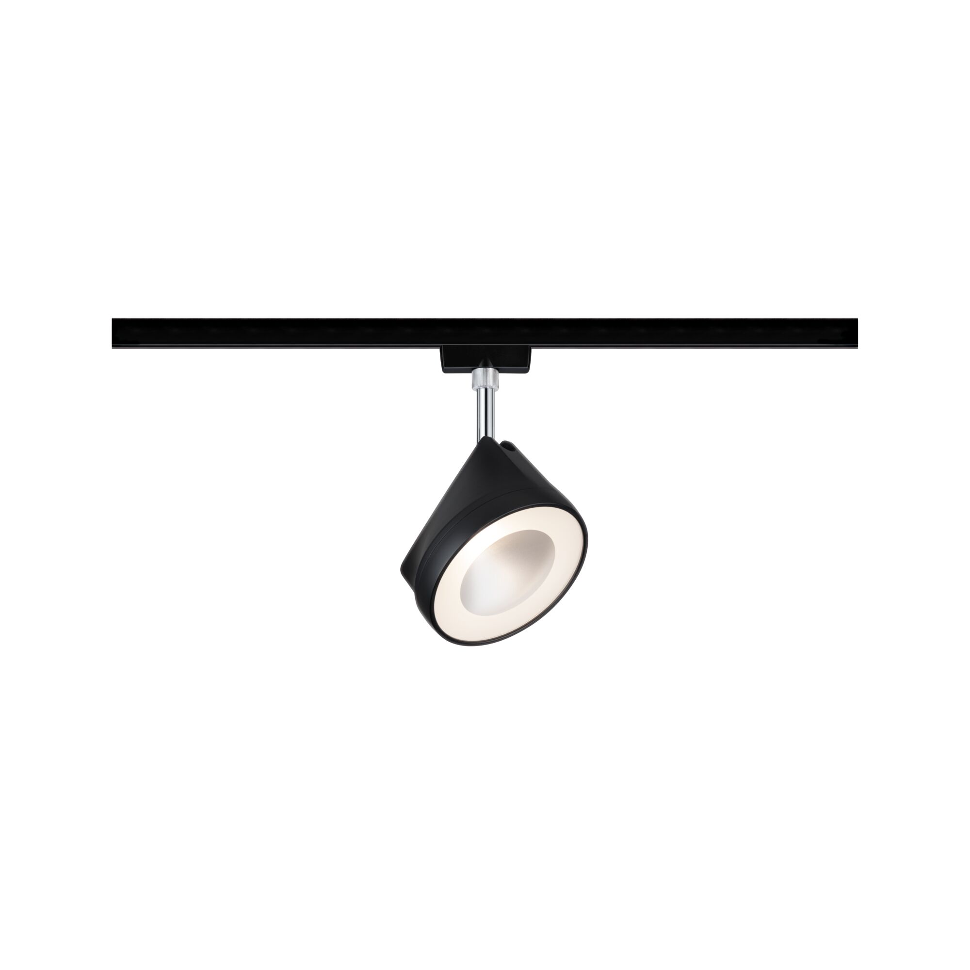 Schwarze LED-Spotleuchte mit verstellbarem Kopf und Metallstange für moderne Innenbeleuchtung