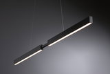 Modern black aluminum LED pendant light with warm white illumination for living spaces