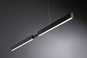 Suspension LED noire en métal avec lumière blanc chaud pour intérieurs modernes