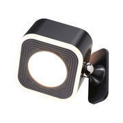 Modern black LED wall spotlight with square design and warm white light for indoor lighting