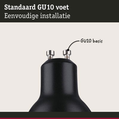 Zwarte GU10 lampvoet met metalen contacten voor eenvoudige installatie van LED-lampen
