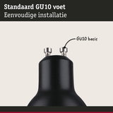 Zwarte GU10 lampvoet met metalen contacten voor eenvoudige installatie van LED-lampen
