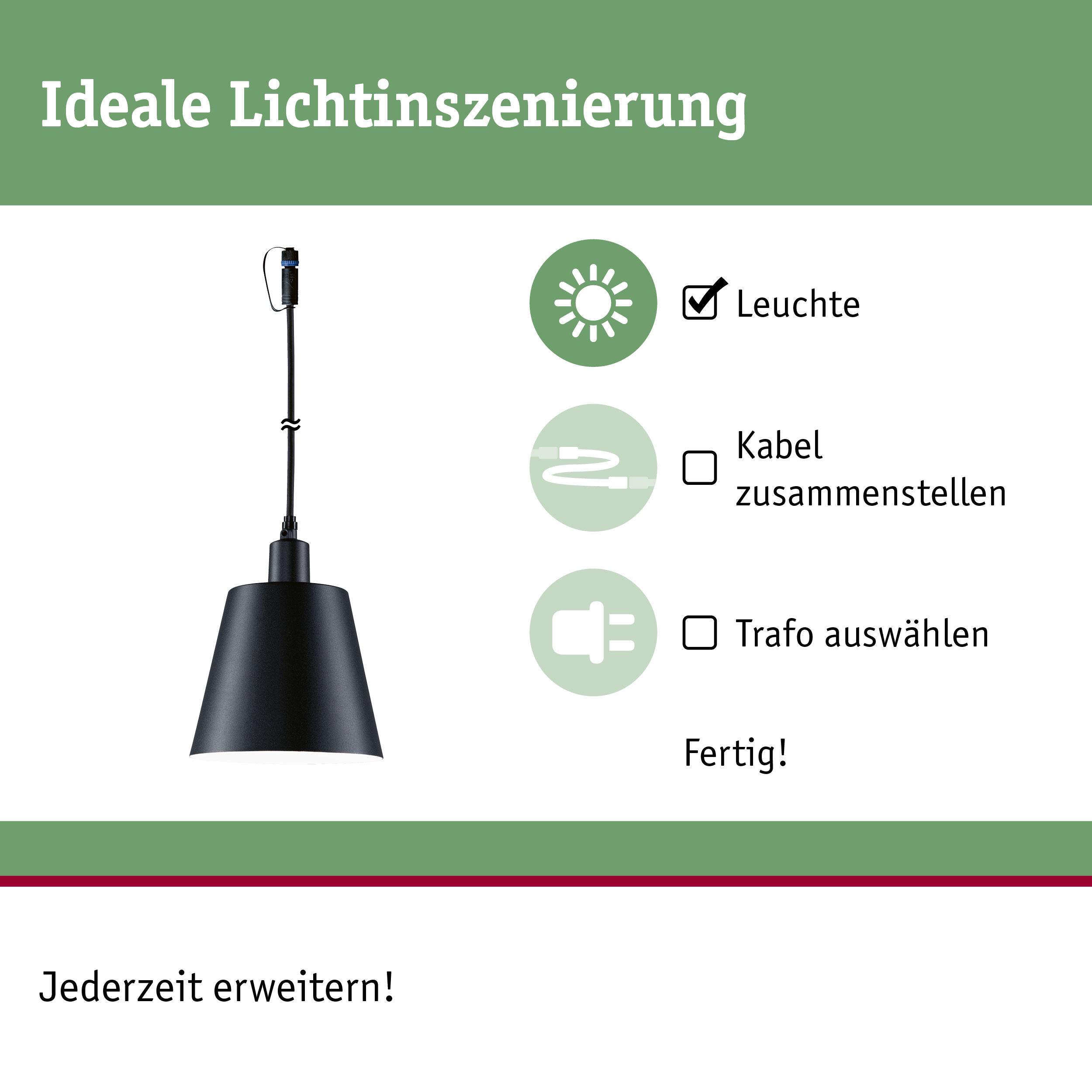 Schwarze Pendelleuchte aus Metall mit Kabel, ideal für flexible Lichtinszenierung und Raumbeleuchtung