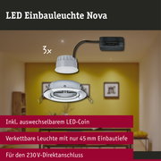 LED Einbauleuchte 3-Step-Dim Nova Coin 3-Step-Dim Basisset schwenkbar rund 84mm 50° Coin 3x6W 3x470lm 230V dimmbar 2700K Chrom